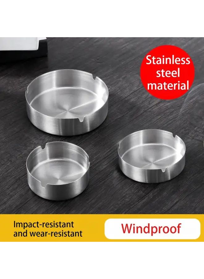 3 قطع من منفضة السجائر الفولاذية المقاومة للصدأ المضادة للرياح مع غطاء للاستخدام الداخلي والخارجي - Image 2